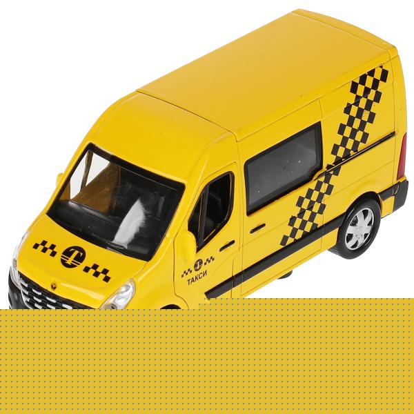 Машина металл RENAULT master ТАКСИ длина 14 см, двери, инерц, желтый, кор. Технопарк в кор.2*32шт