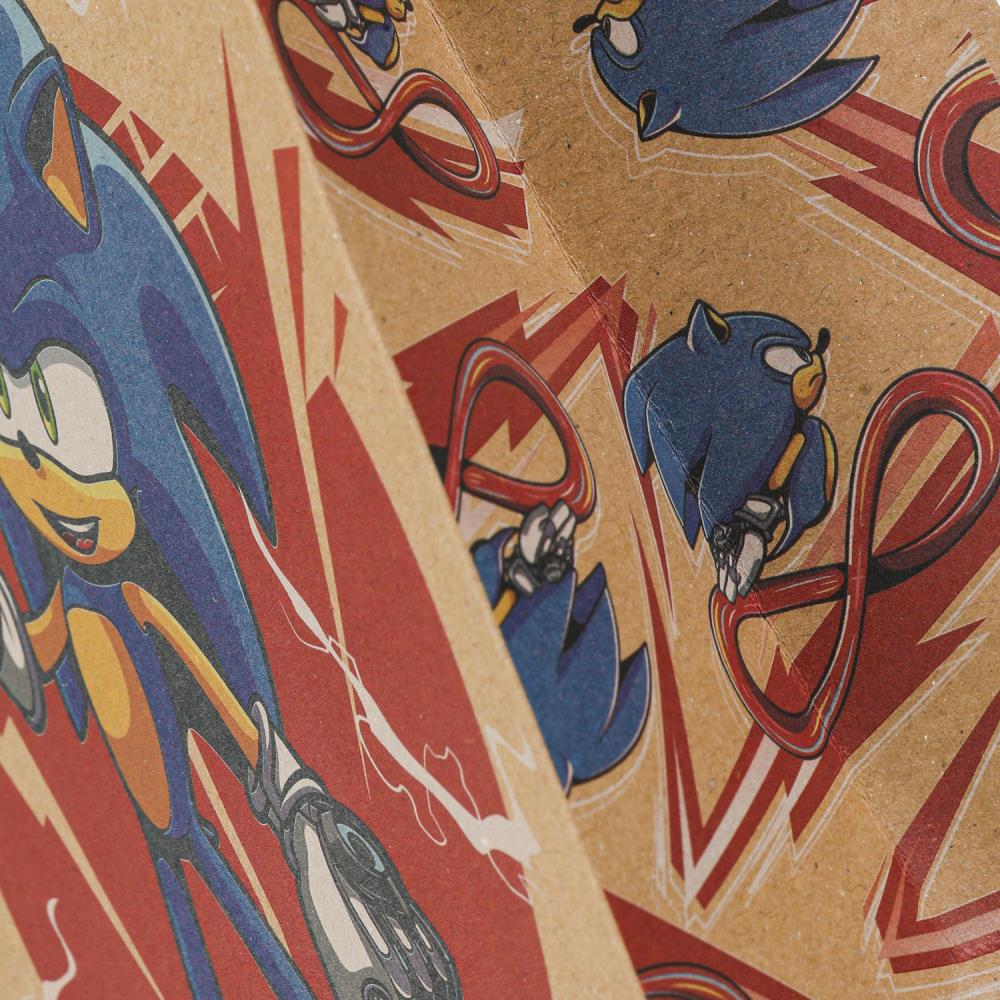 Пакет подарочный крафт Sonic Соник m, 18*23*10 см ЧУДО ПРАЗДНИК в кор.12*12шт