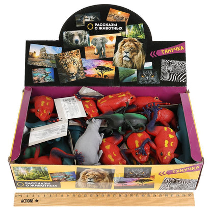 Игрушка пластизоль тянучка Играем вместе Акула,Черепаха,Лягушка,Крыса 10см в диспл. уп-60шт в кор5уп