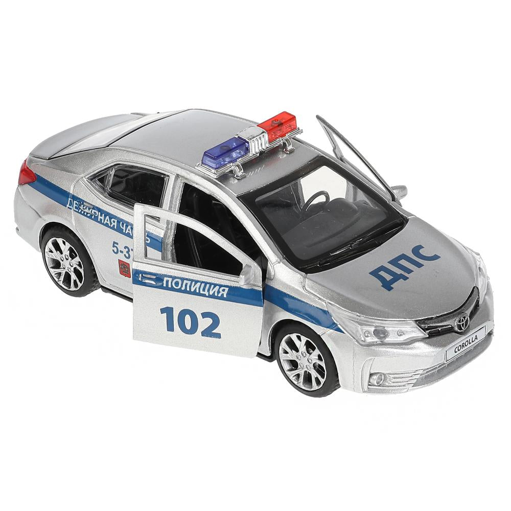 Машина металл TOYOTA COROLLA ПОЛИЦИЯ, длина 12см, открыв. двери, инерц. Технопарк в русс. кор.2*36шт