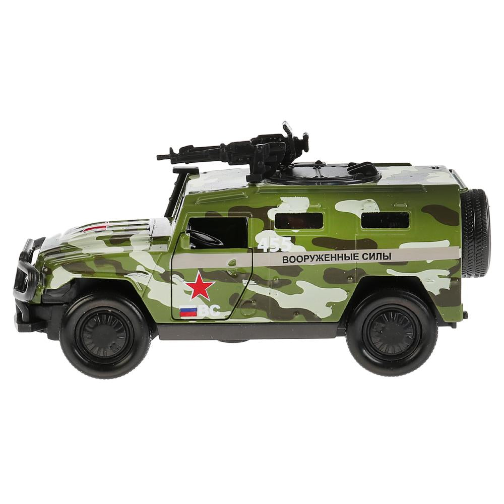 Machine en métal noir "БРОНЕМАШИНА ВОЕННАЯ" 12 cm, ouverte en deux, inerte dans le corps Technoparc dans le corps 2*36 pouces