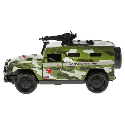 Machine en métal noir "БРОНЕМАШИНА ВОЕННАЯ" 12 cm, ouverte en deux, inerte dans le corps Technoparc dans le corps 2*36 pouces