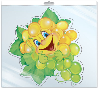 *ФМ-11219 ПЛАКАТ ВЫРУБНОЙ А4 В ПАКЕТЕ. Виноградик (с блестками в индивидивидуальной упаковке с европодвесом и клеевым клапаном)