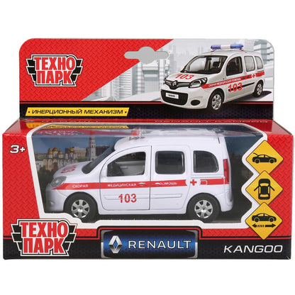 Machine en métal RENAULT KANGOO SUISSE, d'une longueur de 12 cm, ouverte. двери, инерц. dans le cor. Parc technologique dans le cor.2*36шт