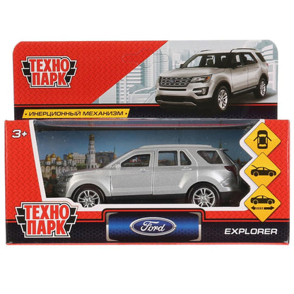 Машина металл "FORD EXPLORER" 12см, открыв. двери, инерц, серебристый в кор. Технопарк в кор.2*36шт