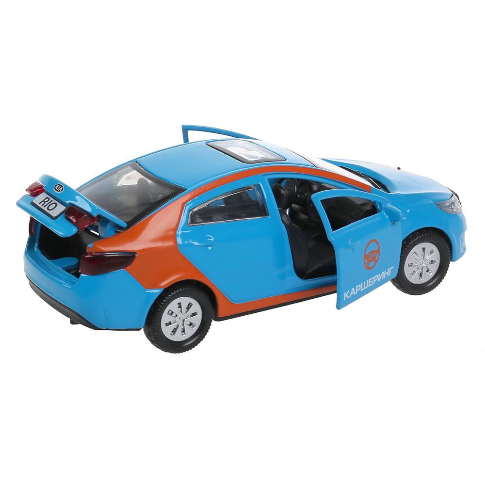 RIO-12DEL-BU 304186 Машина металл KIA RIO КАРШЕРИНГ 12 см, двери, багаж, инерц, в кор. Технопарк в к