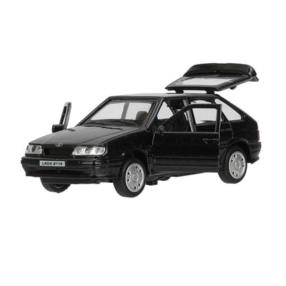 Машина металл свет-звук LADA 2114"самара",12см,откр дв,баг,инер,черный,в кор Технопарк в кор.2*36шт