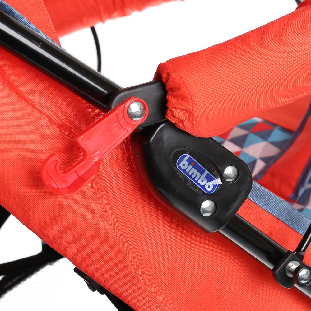 КОЛЯСКА-ТРОСТЬ "BIMBO" КОЛЕСА 8*5,5", ГЛУБОКОЕ КАНАПЕ, ЧЕХОЛ, 3 ТОЧ. РЕМЕНЬ, ЦВЕТ КРАСНЫЙ в кор.4шт