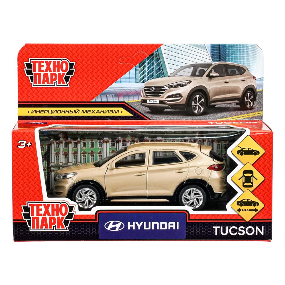 Машина металл HYUNDAI TUCSON длина 12 см, двери, багаж., инер, бежевый, кор. Технопарк в кор.2*36шт