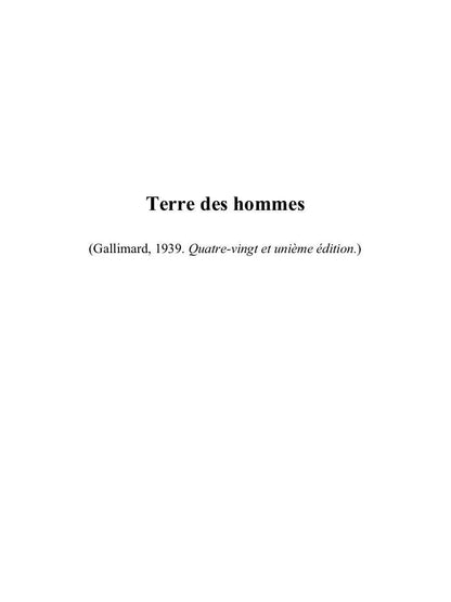 Terre des Hommes (на французском.языке)