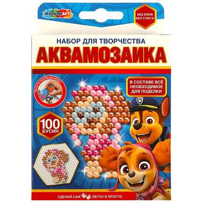 Набор д/детского тв-ва аквамозаика суперщенки 100 бусин МУЛЬТИ АРТ в кор.48шт