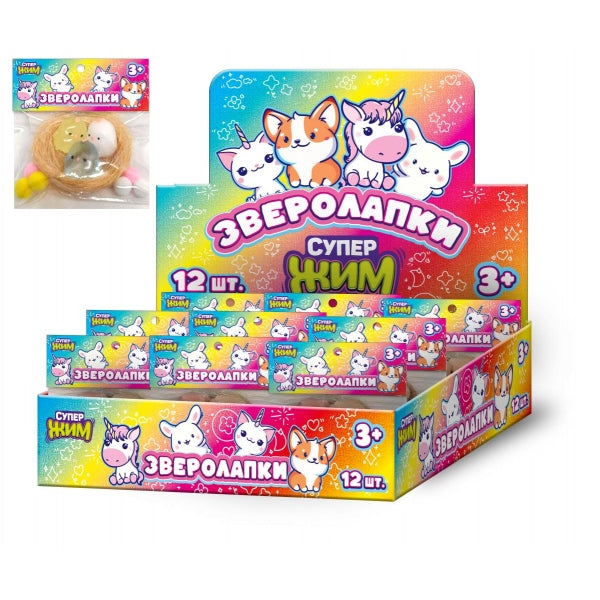 Игрушка-антистресс зверолапки птички, дисплей Супер Жим уп-12шт в кор.16уп