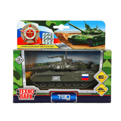 Модель металл ТАНК Т-90, 12 см, подвиж. дет., инерц.,кор. Технопарк в кор.2*24шт