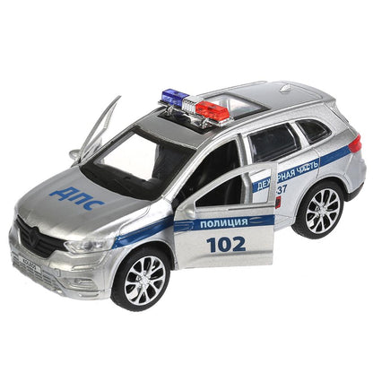 Машина металл RENAULT KOLEOS ПОЛИЦИЯ,длина 12см, открыв. двери, инерц. в кор. Технопарк в кор.2*36шт