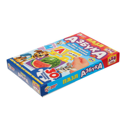 Пазл Азбука. Jouez à des jeux avec des puzzles. 285х190х35 mm. Умные игры в кор.20шт