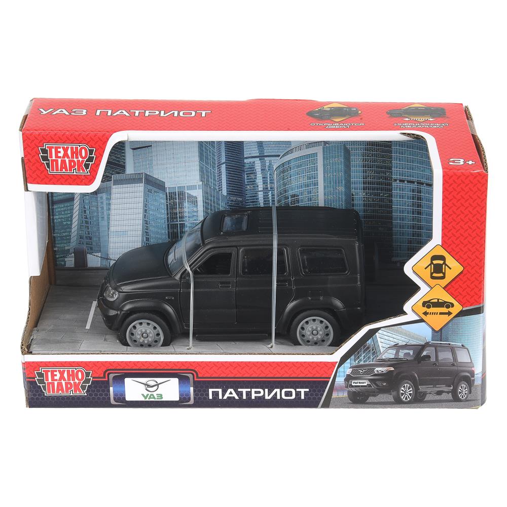 Машина пластик UAZ ПАТРИОТ 13,5 см, инерц,двери,черный,кор. Технопарк в кор.2*60шт