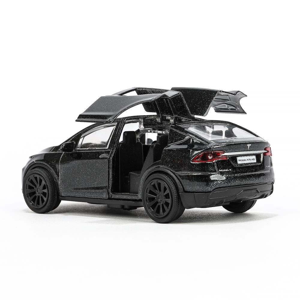 MODELX-12-BK Machine en métal tesla model x plaid 12 cm, double, noir, couleur. Parc technologique dans le cor.2*36шт