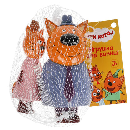 Игрушка пластизоль для ванны Капитошка Три Кота мама и папа, 2шт.,сетка (русс. уп.) в кор.50шт