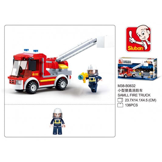 Конструктор пласт. пожарная машина с фигуркой, 136дет. в русс. кор. в кор.72шт