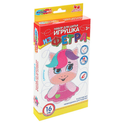 Игрушка из фетра единорог МУЛЬТИ АРТ в кор.66шт