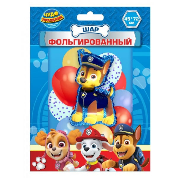 Шар фольгированная фигура щенячий патруль гонщик 48*82 см ЧУДО ПРАЗДНИК в кор.300шт