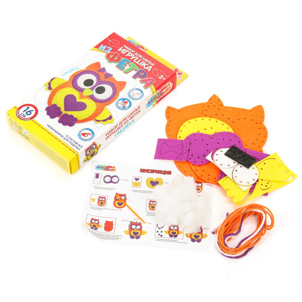Игрушка из фетра cовушка МУЛЬТИ АРТ в кор.66шт