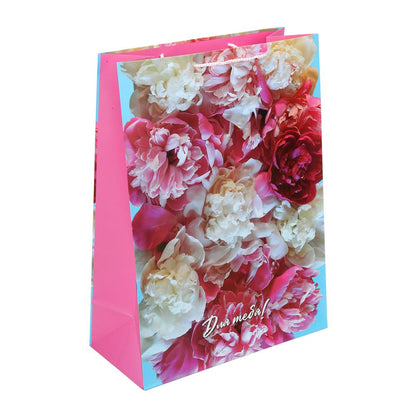 Пакет подарочный МАТОВЫЙ ml,пионы,140 гр/м2 ЧУДО ПРАЗДНИК в кор.10*12шт