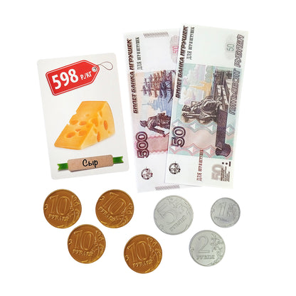 Игра настольная "Денежка. Играем в магазин. Покупаем продукты" в кор.22шт