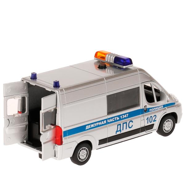 JUMPER-14POL-SRМашина металл CITROEN JUMPER ПОЛИЦИЯ 14 см, двер, баг, инер, серебр, кор. Технопарк в