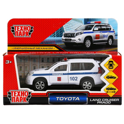 Machine en métal "toyota prado policia" 12 cm, ouverte. двери, инерц., белый в кор. Parc technologique en cor2*36шт