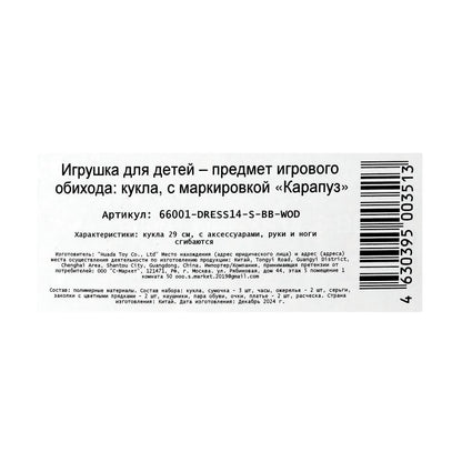 Кукла 29см София, руки и ноги сгиб, 2 комплекта одежды, акс, кор КАРАПУЗ в кор.24шт