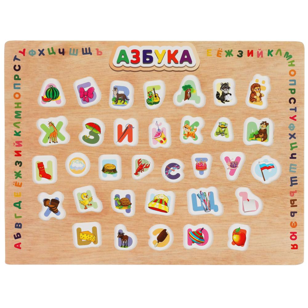 Игрушка деревянная рамка-вкладыш "азбука" Буратино в кор.100шт