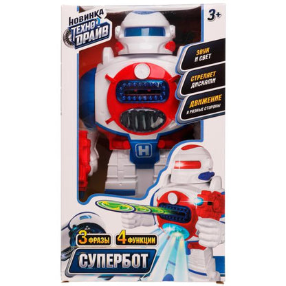 Robot super-bot, blanc, acier, taille 20*33,5*13,5 cm, ТЕХНОДРАЙВ в kor.2*12шт