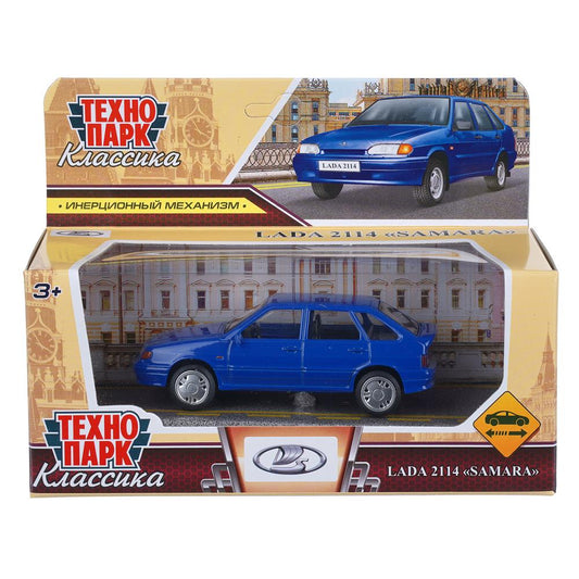 Машина металл LADA lada 2114 длина 10,5 см, инерц, синий, кор. Технопарк в кор.2*36шт