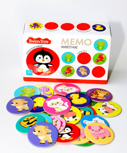 ИГРА НАСТОЛЬНАЯ МЕМО "ЖИВОТНЫЕ" JOUETS POUR BÉBÉ в кор.10шт