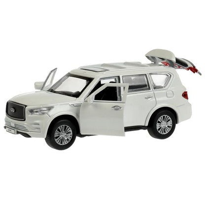 Машина металл INFINITI QX80, длина 12,5 см, двери, баг., инер, белый, кор. Технопарк в кор.2*36шт