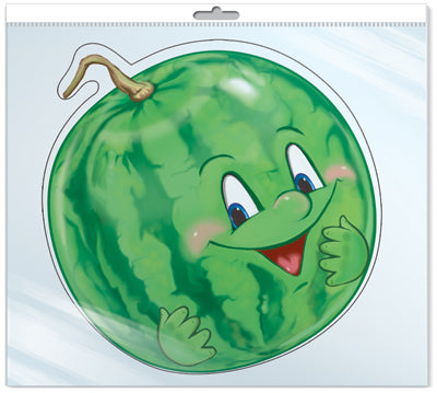 *ФМ-11214 ПЛАКАТ ВЫРУБНОЙ А4 В ПАКЕТЕ. Арбузик (с блестками в индивидивидуальной упаковке с европодвесом и клеевым клапаном)