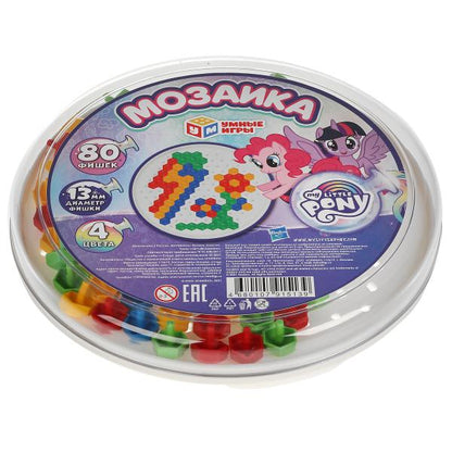 Мозаика пластиковая. Мой маленький Пони. 80 фишек. 4 цвета. Круглая. 185мм. Умные игры в кор.24шт
