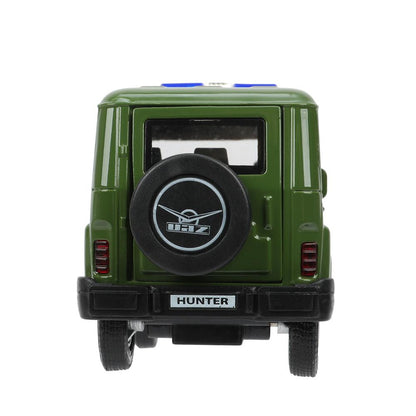Машина металл свет-звук UAZ HUNTER АРМИЯ РОССИИ 12 см, двер, багаж, ин, кор. Технопарк в кор.2*36шт
