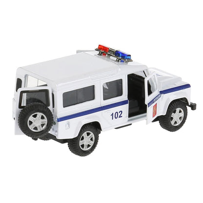 Машина металл Land Rover Defender полиция 12см,откр.двери,инерц.,белый в кор. Parc technologique dans le cor.2*36шт