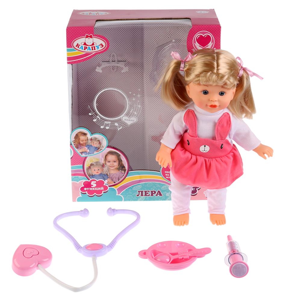 КУКЛА ФУНКЦ. ТМ КАРАПУЗ ЛЕРА 36СМ, 5 ФУНКЦ, ГОРЯТ ЩЕКИ, 10 ПЕСЕН ИЗ МУЛЬТ, С АКСЕСС. В КОР в кор.8шт