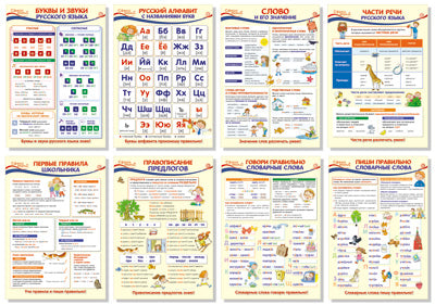 *КБ-13375 Plaques complexes A3. Plaques gratuites pour enfants russes pour 1 classe (8 pièces)
