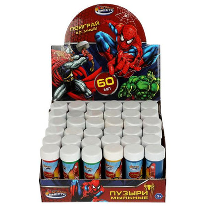Мыльные пузыри супер герои 60мл, дисп.23*23*11см ИГРАЕМ ВМЕСТЕ уп-36шт в кор.6уп