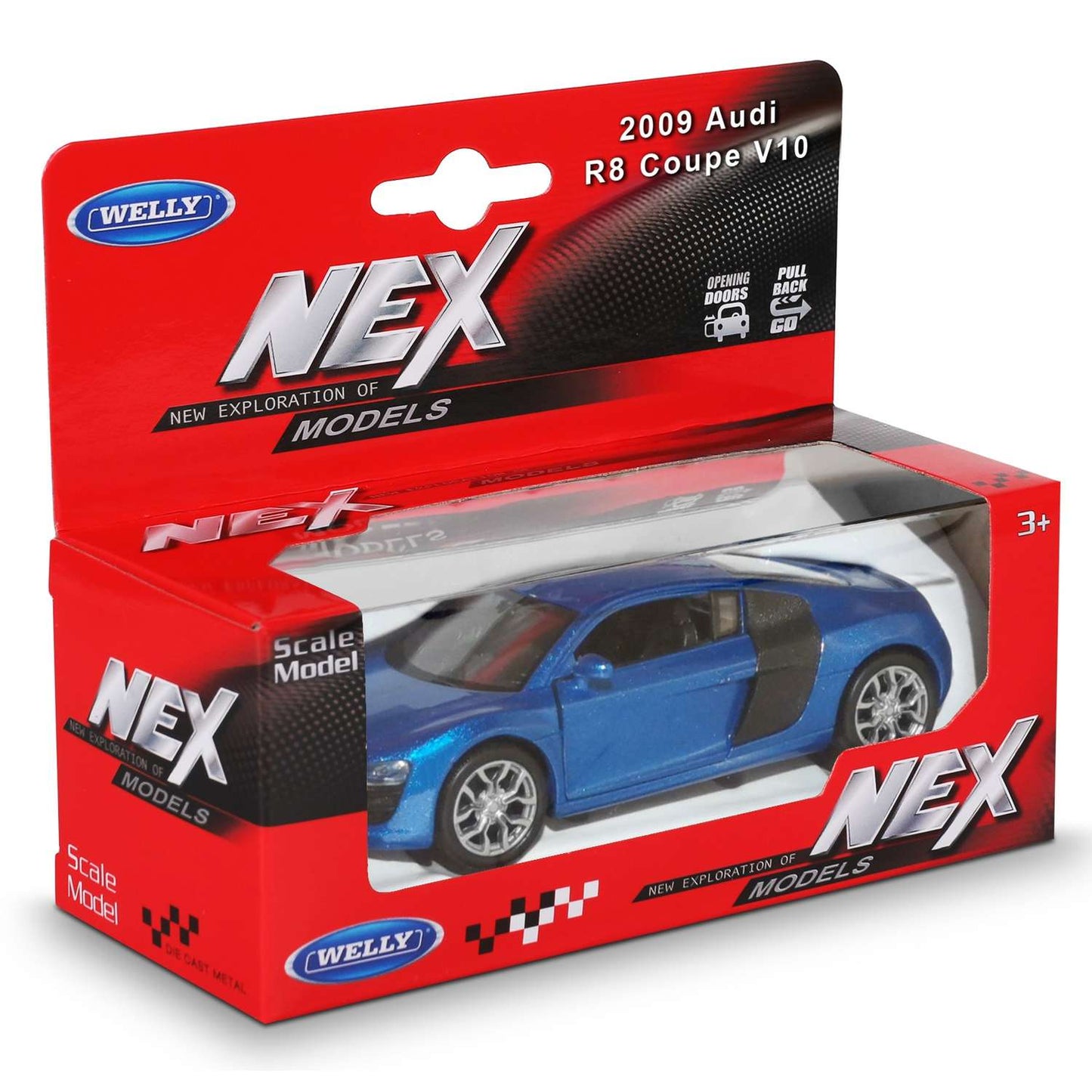 Welly. Машинка 1:38 "Audi R8 V10 2009" пруж. мех., цвет в ассорт. арт.43633W