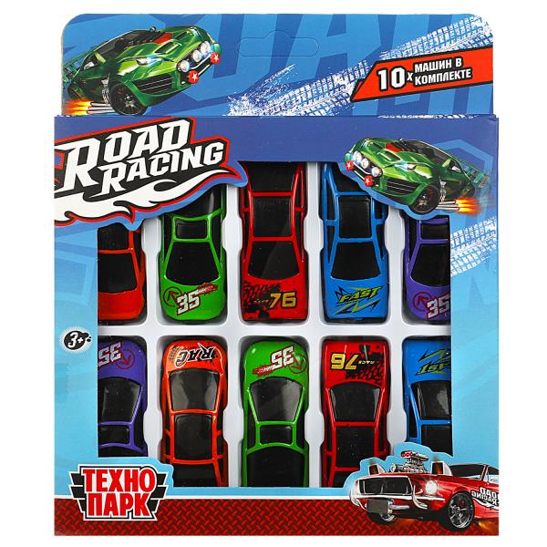 Technoparc. Machine en métal "Суперкар Road Racing" 7,5 cm 10 pièces, dans un assortiment, dans la couleur. ART.RR-SET-097-R
