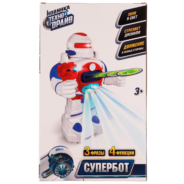 Robot super-bot, blanc, acier, taille 20*33,5*13,5 cm, ТЕХНОДРАЙВ в kor.2*12шт