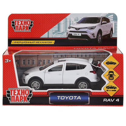Машина металл "TOYOTA RAV4", длина 12см, открыв. двери, инерц., белый, в кор. Технопарк в кор.2*36шт