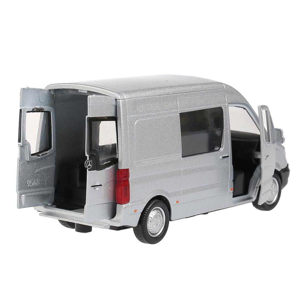Машина "mercedes-benz sprinter" 14см, откр. двери, инерц., серебристый в кор. Технопарк в кор.2*32шт