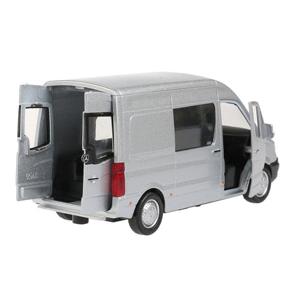 Машина "mercedes-benz sprinter" 14см, откр. двери, инерц., серебристый в кор. Технопарк в кор.2*32шт