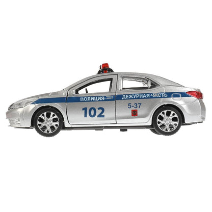 Машина металл TOYOTA COROLLA ПОЛИЦИЯ, длина 12см, открыв. двери, инерц. Технопарк в русс. кор.2*36шт